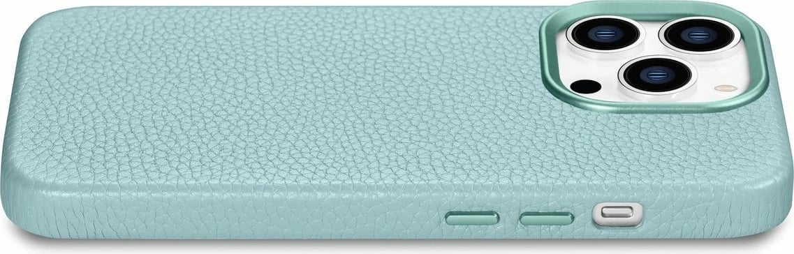 Mbështjellës iCarer Litchi Premium për iPhone 14 Pro, lëkurë natyrale, MagSafe, Jeshil