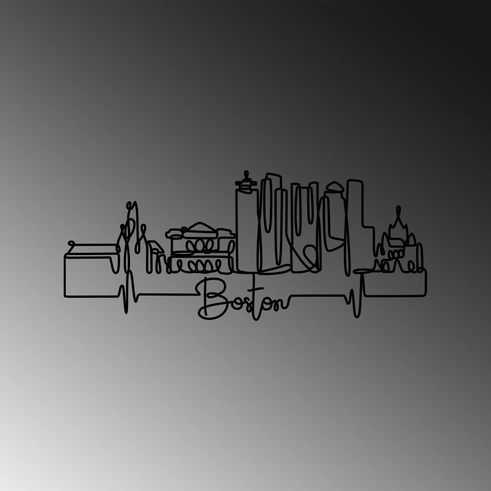 Aksesor dekorativ metalik për mur, Wallity, Boston, ngjyrë e zezë, 120x47x1.5cm