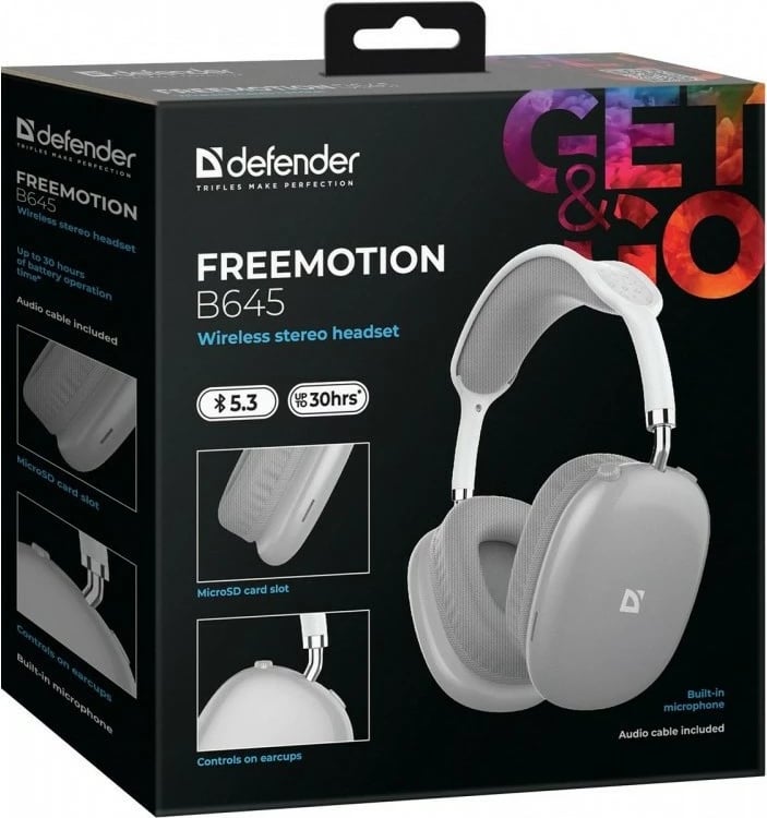 Kufje wireless Defender FreeMotion B645, Bluetooth 5.3, Mikrofon, Gri