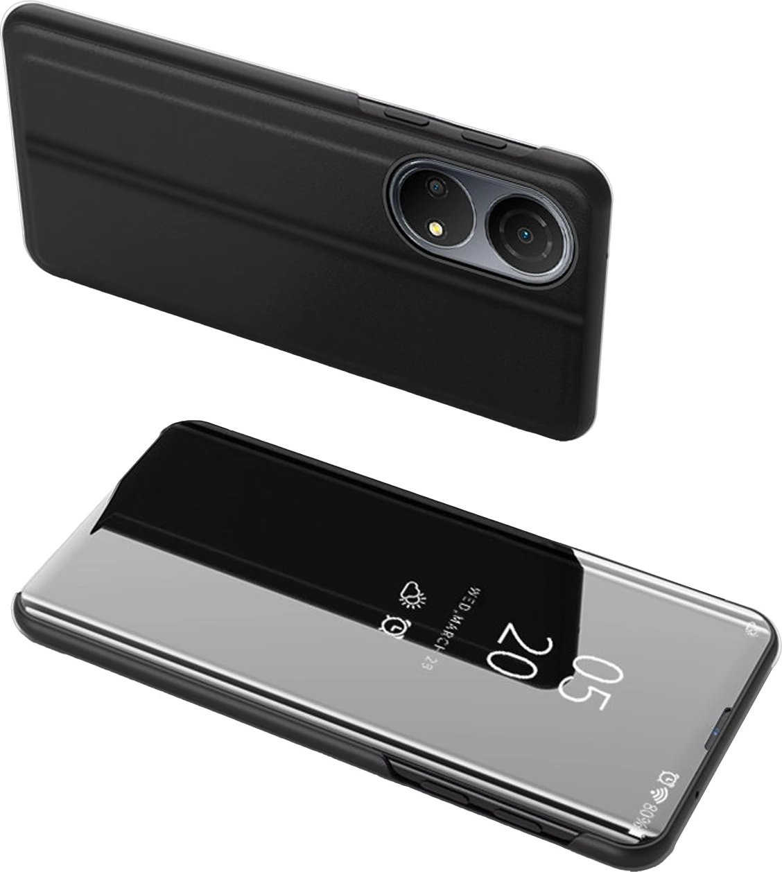 Mbështjellës Hurtel Clear View Case për Honor X7 / Honor Play 30 Plus, me kapak, e zezë