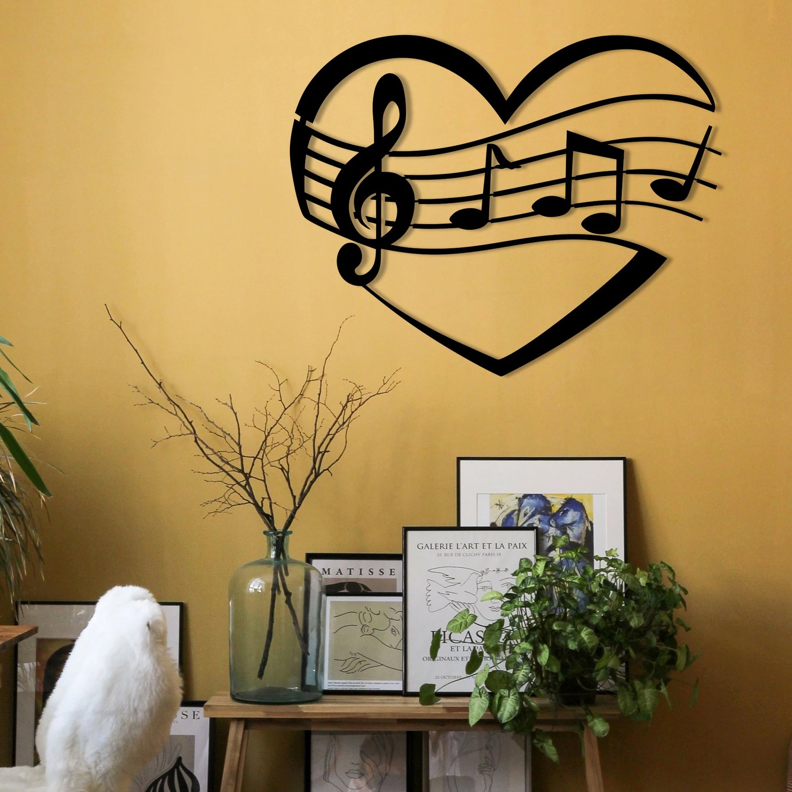 Aksesor dekorativ metalik për mur, Wallity Deryadil, ngjyrë e zezë, 45x36cm