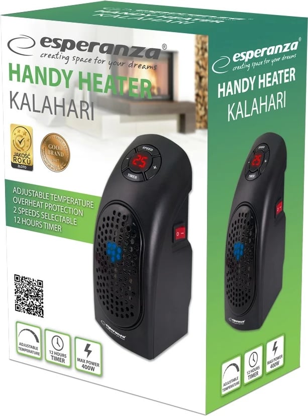 Ngrohës me ventilator Esperanza Kalahari EHH007, 400W, i zi