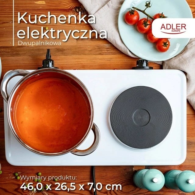 Sobë elektrike Adler AD 6520, 2 zona, 2500 W, e zezë
