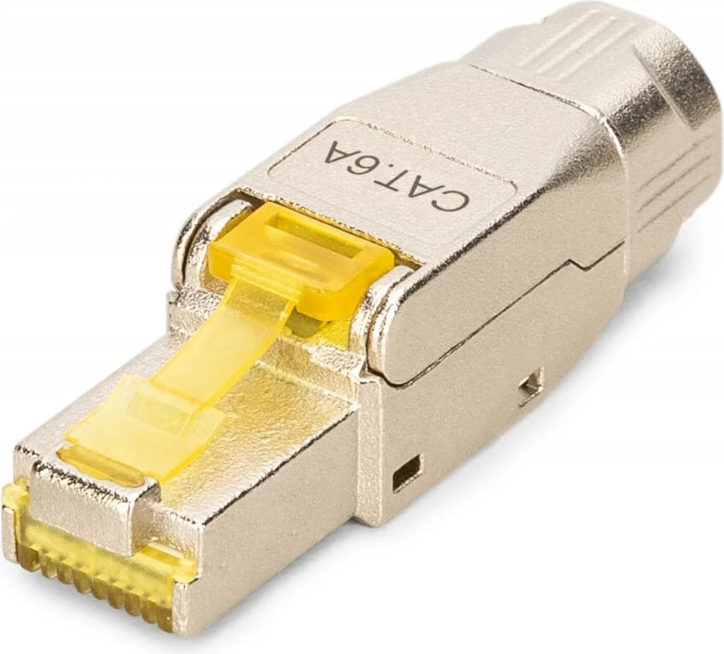 prizë modulare RJ45, Digitus DN-93638, Cat 6A PoE++ 10GbE, STP e blinduar, montim pa vegla me kapak vidash, metal, AWG 22-27