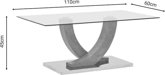 Tavolinë Kasmora dru-xham gri 110x60x45cm