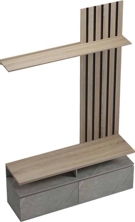 Set për dhomë dite, pamje mermeri bezhë, ngjyrë sonoma, 140x41x219.5cm