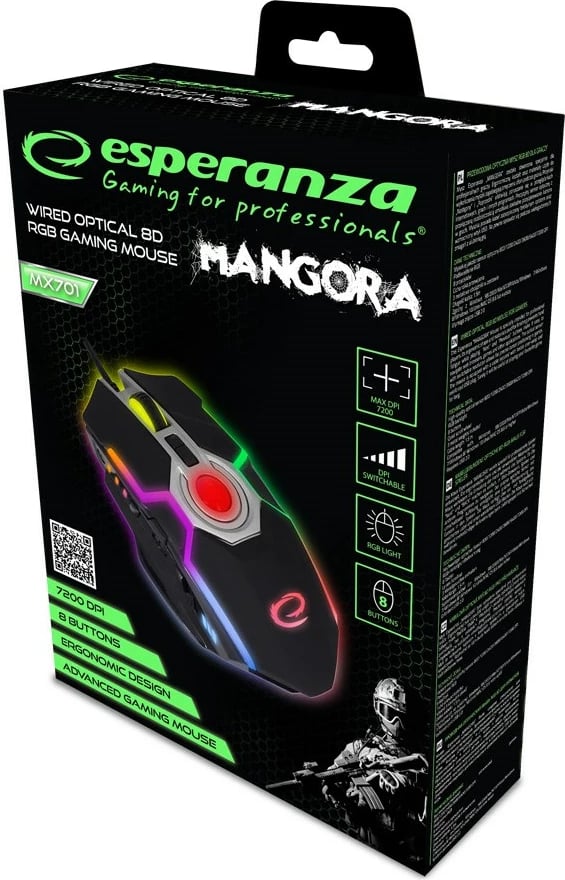 Maus për gaming Esperanza EGM701, 7200 DPI
