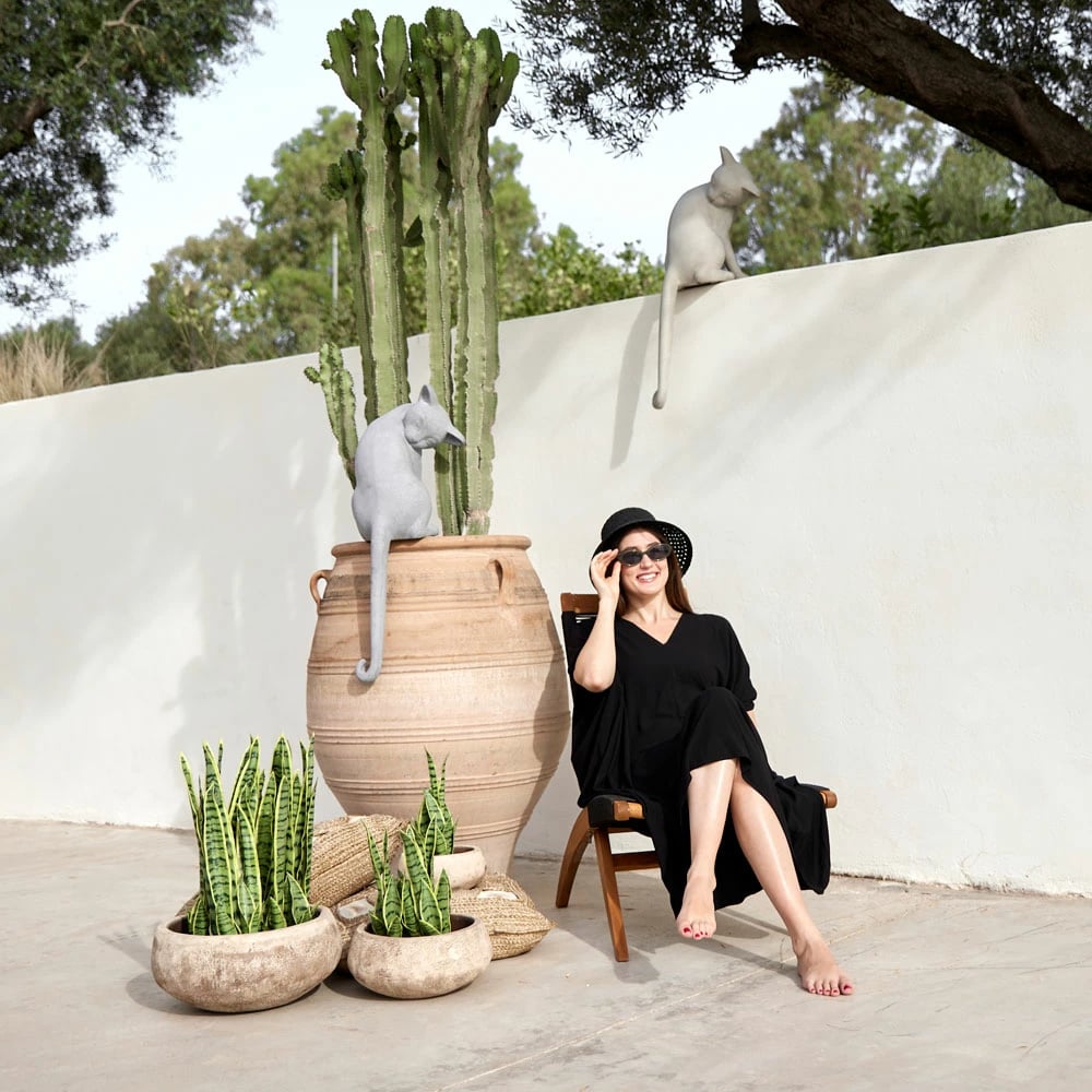 Dekor mace ulur, gur i sinterizuar, ngjyrë gri, 34x29x80cm