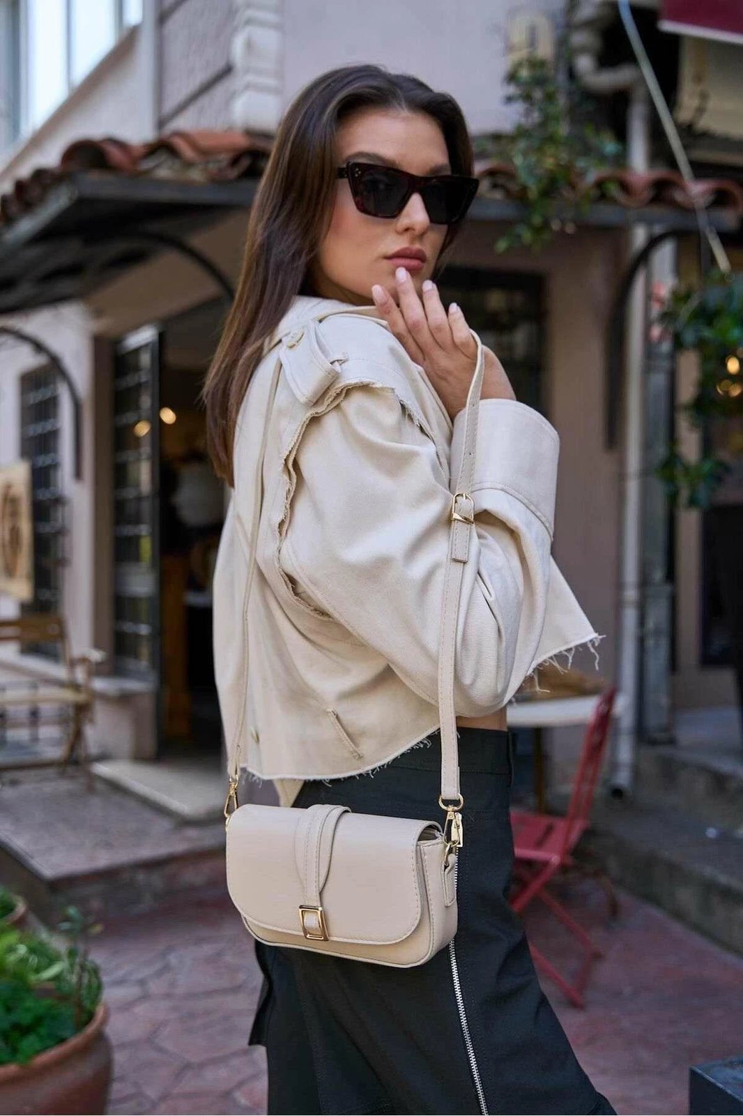 Çantë shpatulle Zoozie Bags, krem, MK1020022KV10-003
