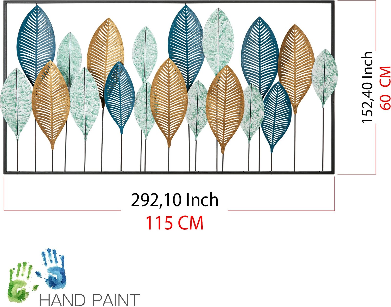 Aksesor dekorativ metalik për mur, Wallity, Bilge, shumëngjyrësh, 115x3x60cm