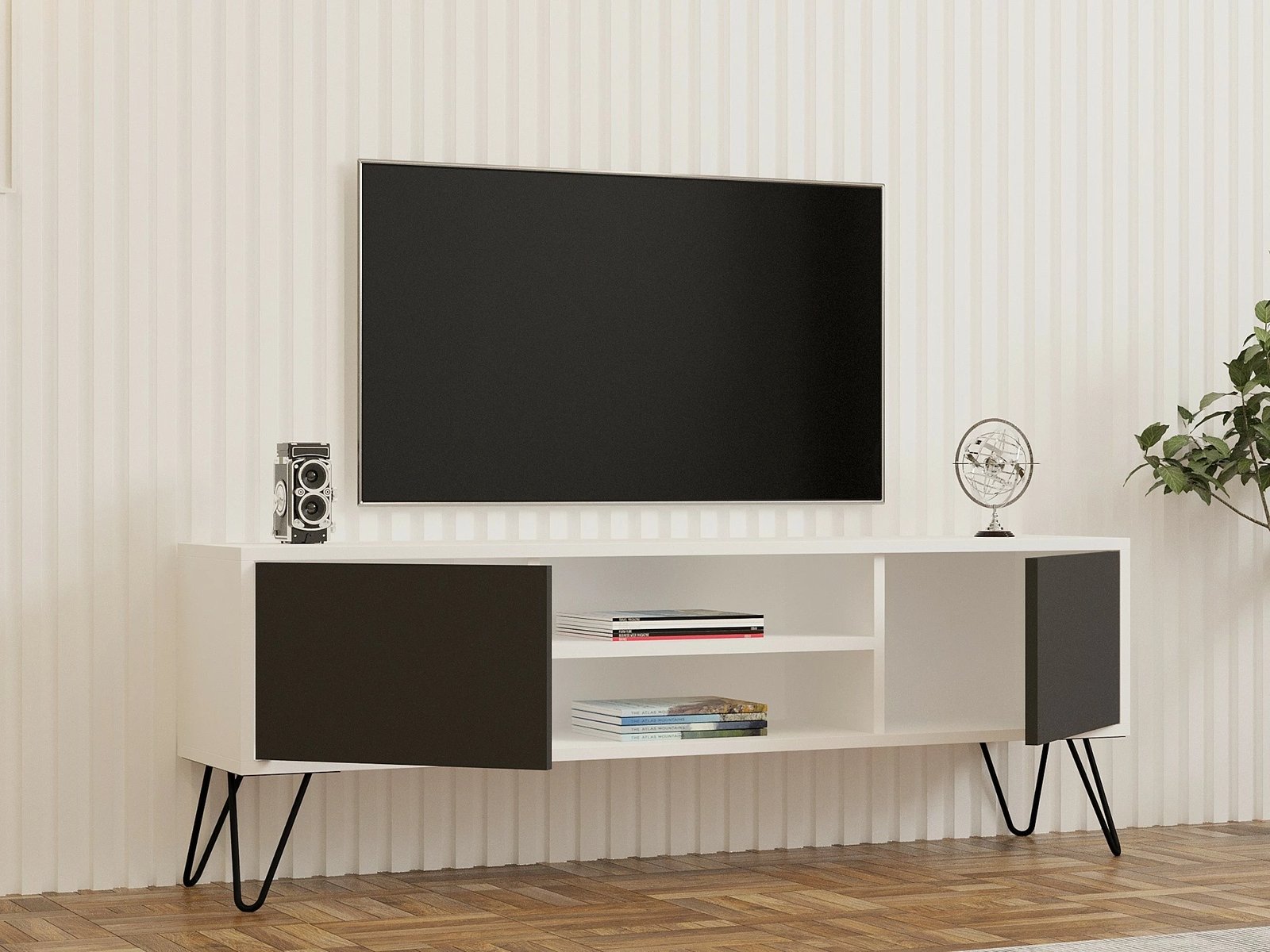 Komodë TV Hanah Home, ngjyrë e bardhë dhe antracit, Hare