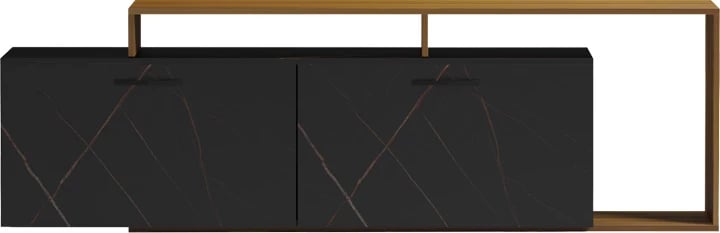 Komodë TV Tobler, ngjyrë arre me mermer të zi, 170x40x53cm