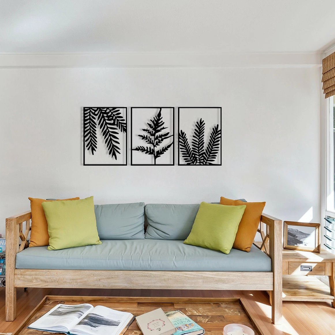 Aksesor dekorativ metalik për mur, Wallity Yakomoz, set prej 3 pjesësh, ngjyrë e zezë, 118x50cm