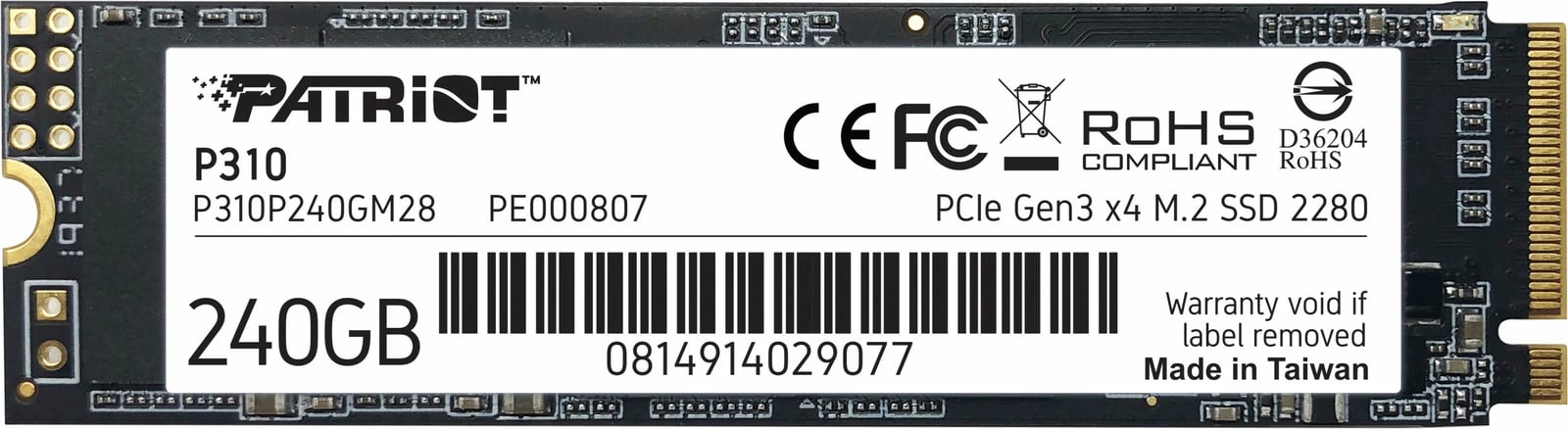 SSD M.2 Patriot P310 240GB PCIe 3.0 x4 NVMe 1.3