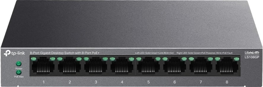 Switch TP-Link LS108GP, 8 porta Gigabit, PoE+, i zi
