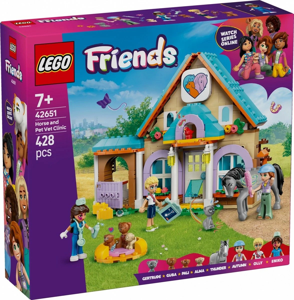 Set LEGO Friends 42651 klinikë për kuaj dhe kafshë, 428 pjesë, shumëngjyrësh