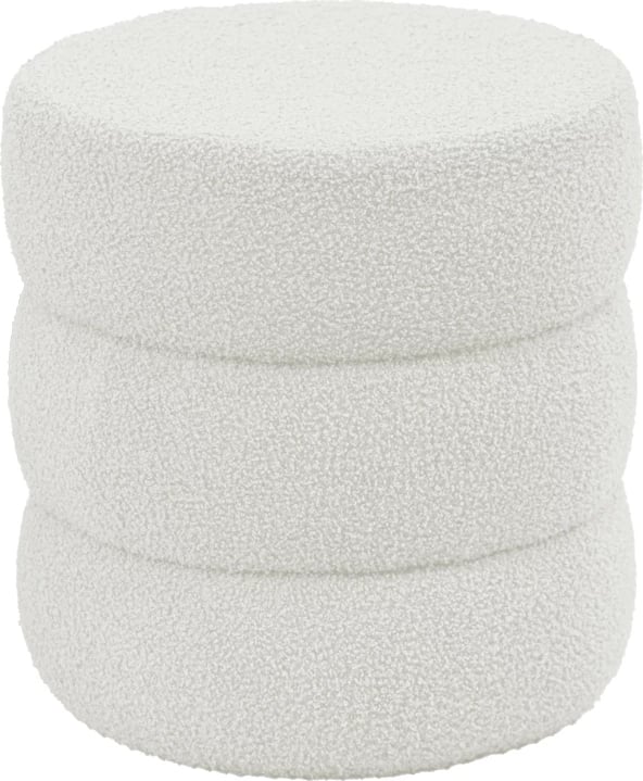 Puf Kioto, material teddy, ngjyrë bardhë, D40x40cm