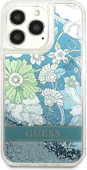 Mbështjellës Guess Flower Liquid Glitter për iPhone 13 Pro Max 6.7", Gjelbër Mbështjellës Guess Flower Liquid Glitter për iPhone 13 Pro Max 6.7", Gjelbër