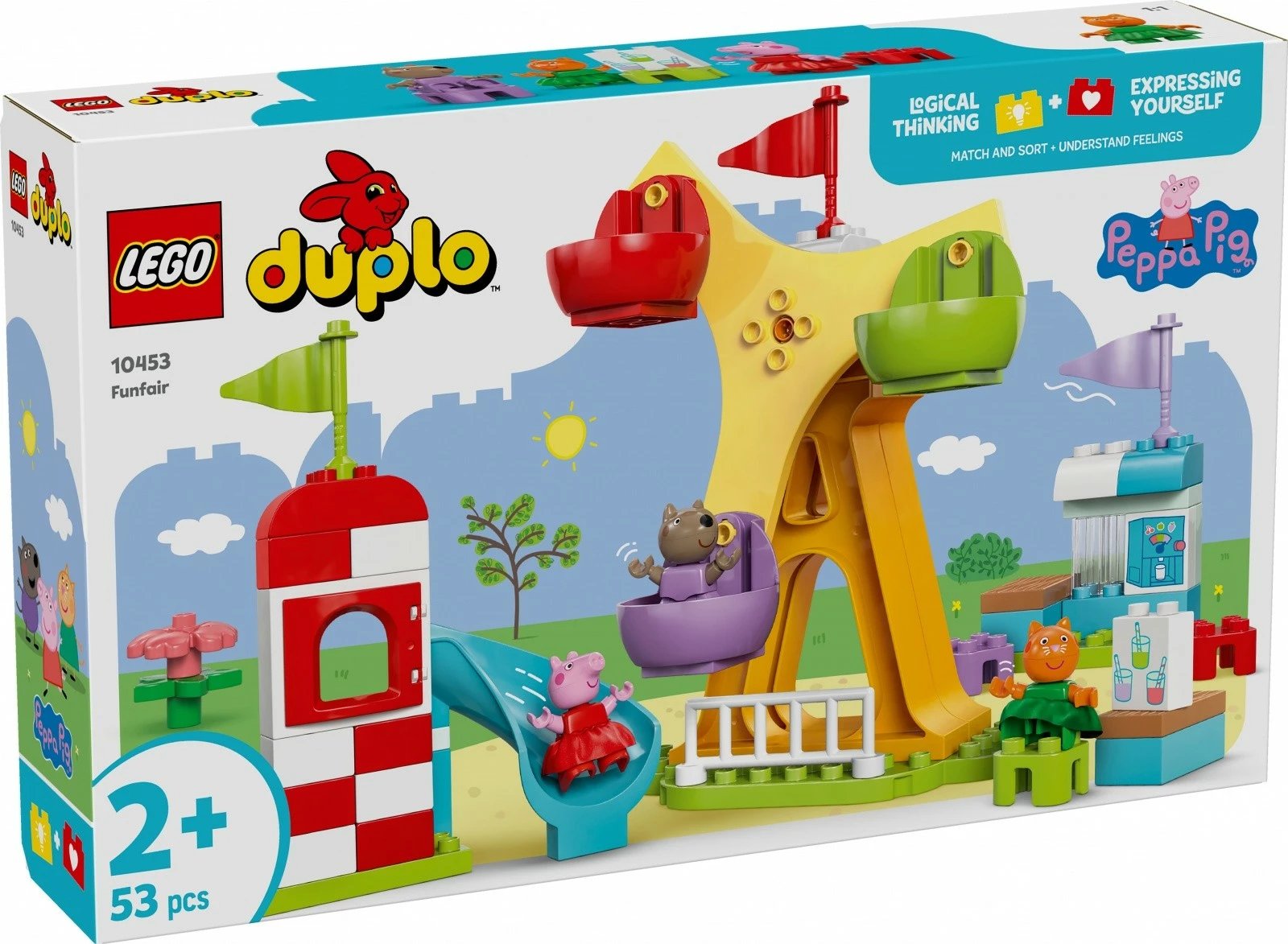 Set lodrash LEGO DUPLO Peppa Pig 10453 Funfair, 53 pjesë, plastikë, shumëngjyrëshe
