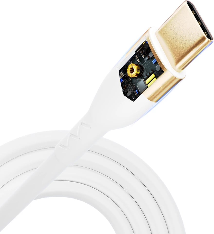 Kabllo USB-C në USB-C 3mk Hyper Silicone Cable, 2m, 100W, e bardhë Kabllo USB-C në USB-C 3mk Hyper Silicone Cable, 2m, 100W, e bardhë