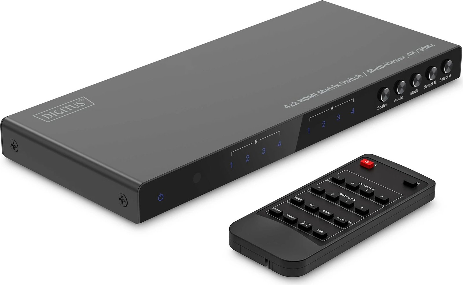 Switch HDMI Digitus 4x2 Matrix, 4K/30Hz, 4 hyrje, 2 dalje, i zi