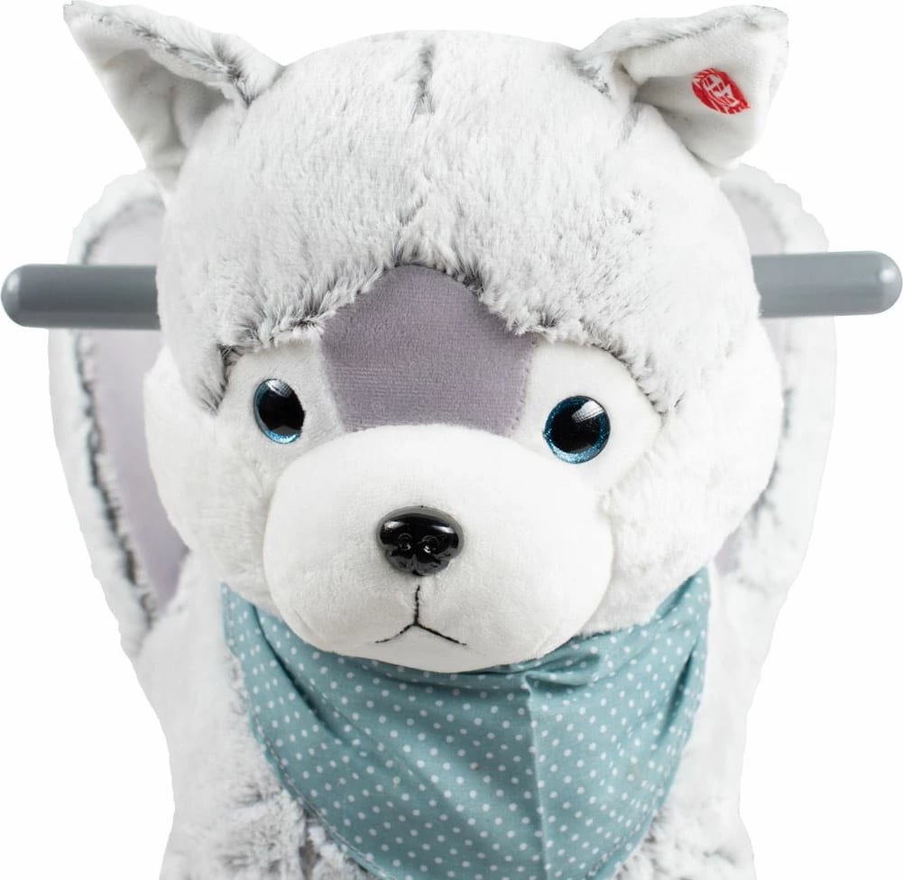 Lodër lëkundëse me rrota dhe melodi, PlayTo, Husky, sedilje me shpinore, deri 30 kg, 3+ vjeç, gri