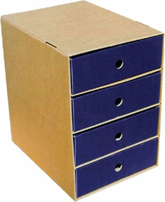 Njësi sirtarësh NEXT, karton klasik, 4 sirtarë, A4, Blu