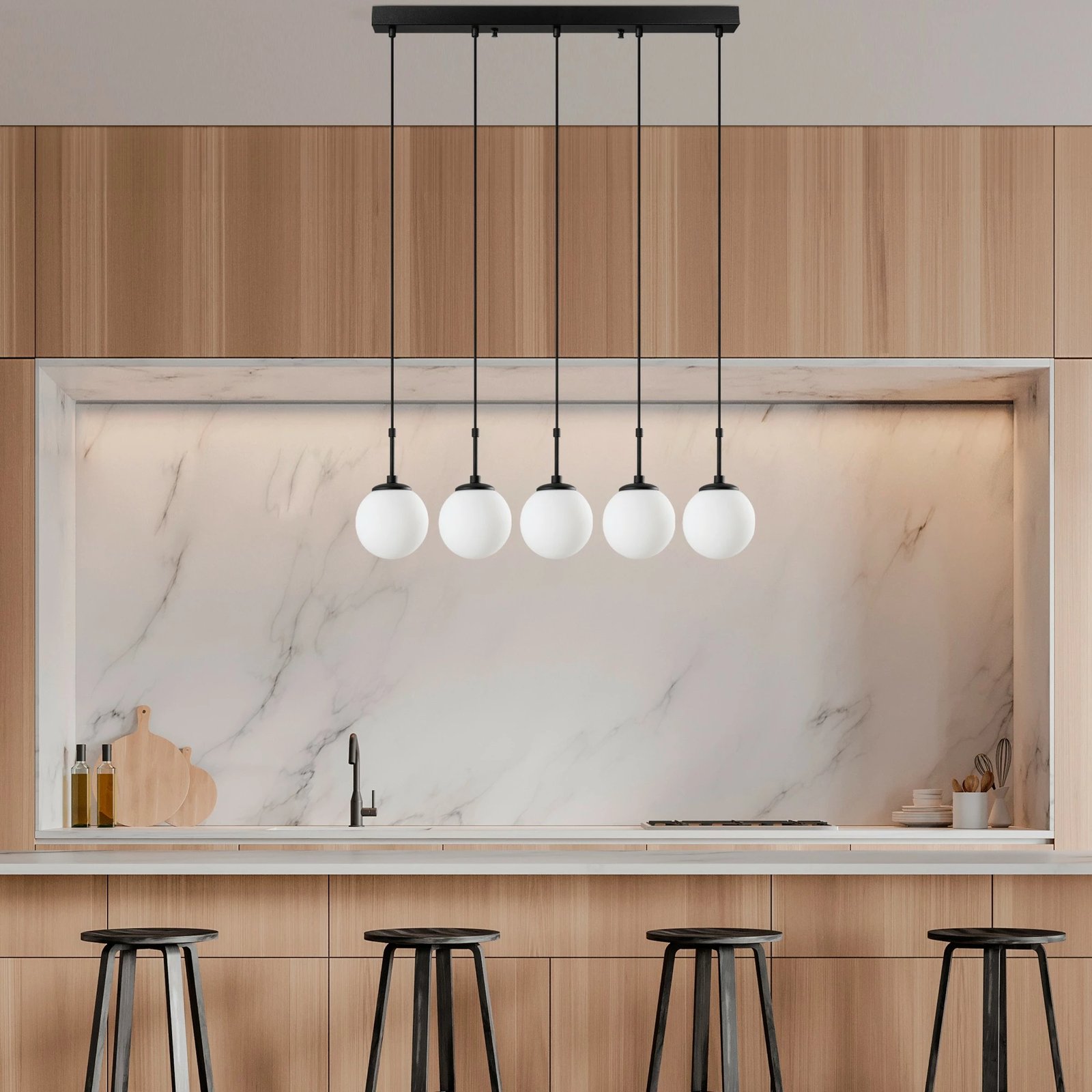 Llambë tavani Opviq Orbital, e zezë, 80x15x115cm