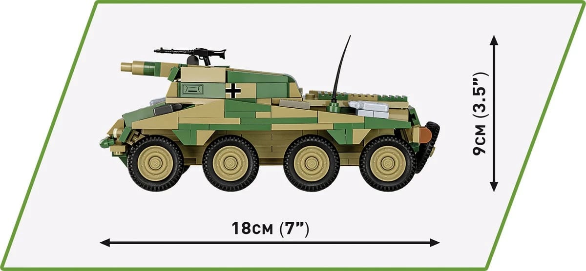 Set ndërtimi Cobi Klocki Historical Collection Sd.Kfz. 234/3 Stummel, 438 pjesë, me 2 figura, kamuflazh Set ndërtimi Cobi Klocki Historical Collection Sd.Kfz. 234/3 Stummel, 438 pjesë, me 2 figura, kamuflazh