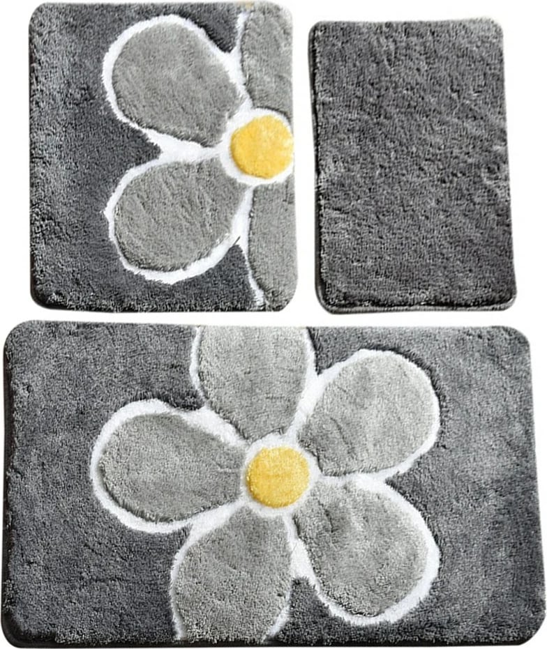 Set tapetesh për banjo akrilike (3 copë), Mijölnir, lule, gri Set tapetesh për banjo akrilike (3 copë), Mijölnir, lule, gri