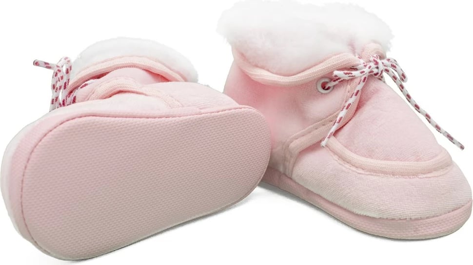 papuçe dimri bebe, New Baby, 12-18 muaj, shollë sintetike PVC pa BPA, brendësi me pelush, rozë