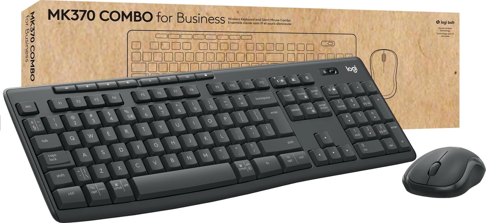 Set maus dhe tastierë Logitech MK370 Combo for Business, wireless, Bluetooth, full-size, grafit