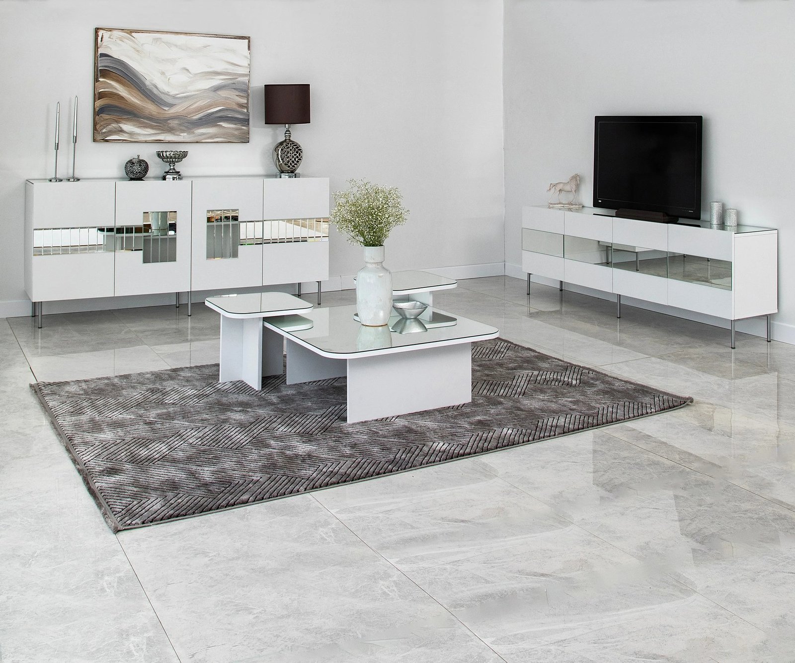 Konsolë Skye Decor, Paris, e bardhë, argjend