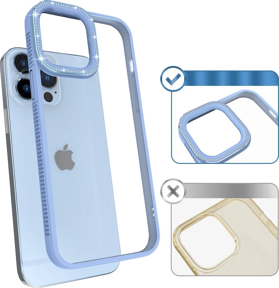 Mbështjellës Kingxbar Sparkle Series për iPhone 13 Pro, kaltër me kristale