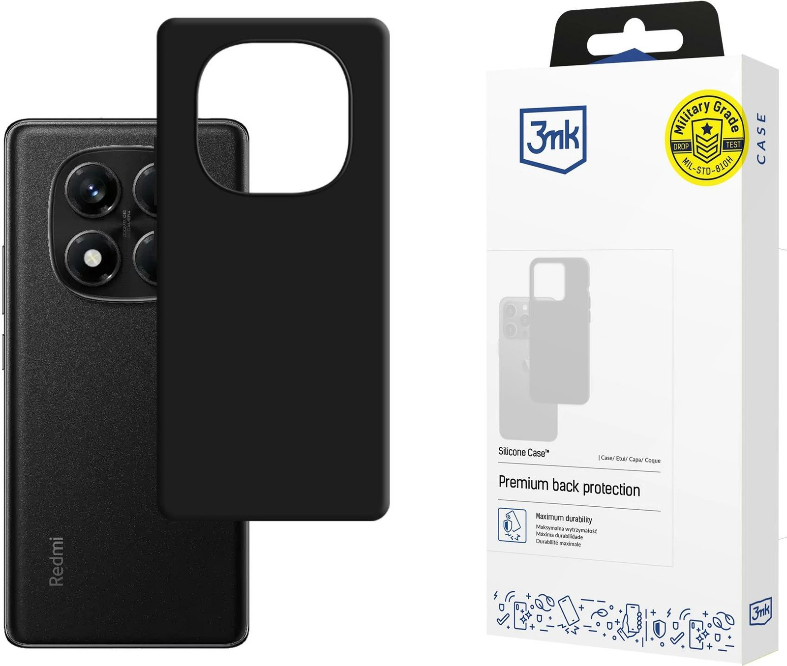 Mbështjellës silikoni 3mk për Xiaomi Redmi Note 14 Pro 5G, zi