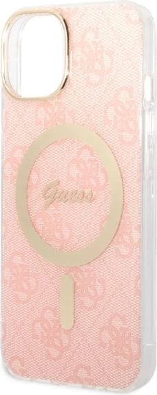 Set mbështjellës Guess GUBPP14MH4EACSP me karikues wireless për iPhone 14 Plus 6.7", rozë