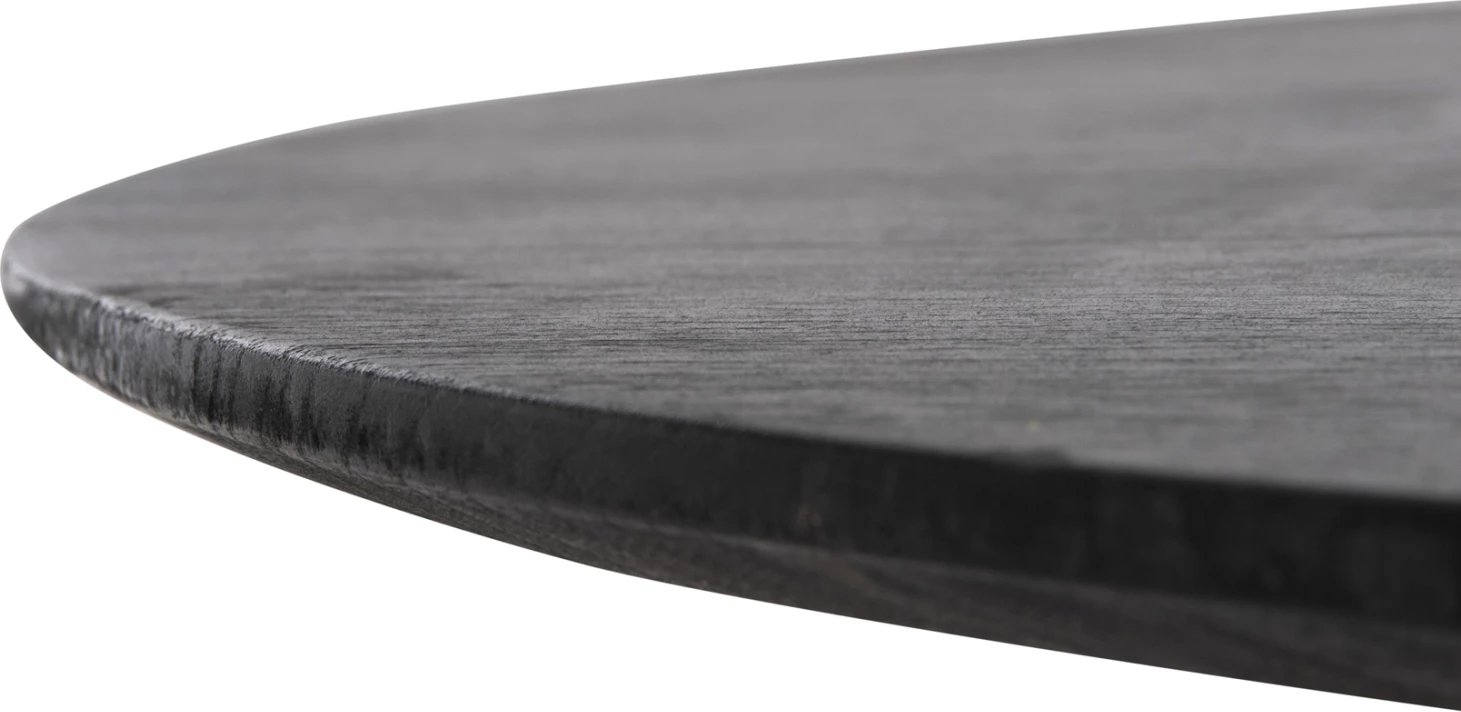 Tavolinë ngrënieje e rrumbullakët, FRANTZ, dru MINDI i fortë, ngjyrë e zezë, Φ120X76.5H cm