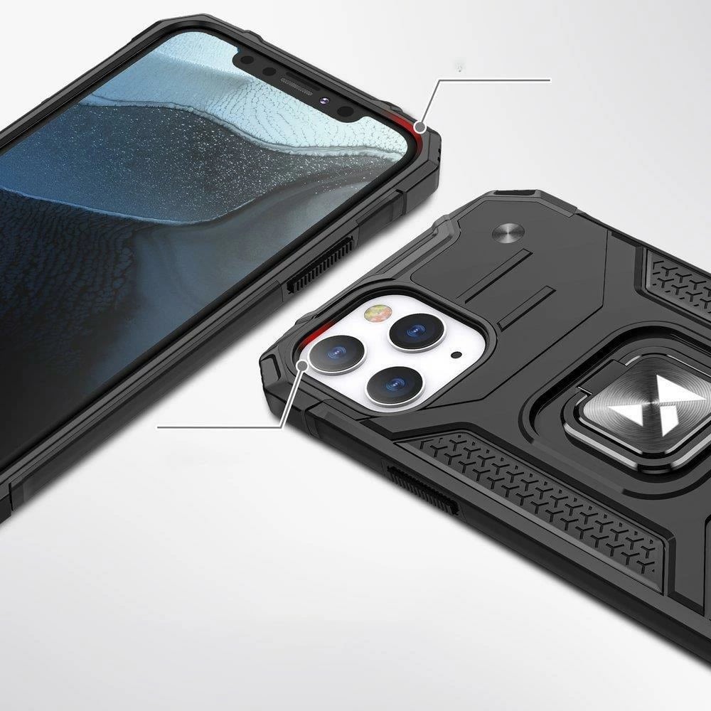 Mbështjellës Wozinsky Ring Armor për iPhone 14 Pro, me mbajtëse magnetike dhe unazë, kaltër