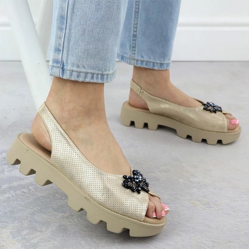 Sandale platforme Potocki SZ12610, të arta