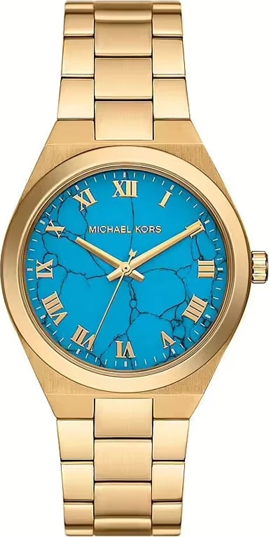 Orë dore MICHAEL KORS LENNOX për femra, e artë me të kaltër