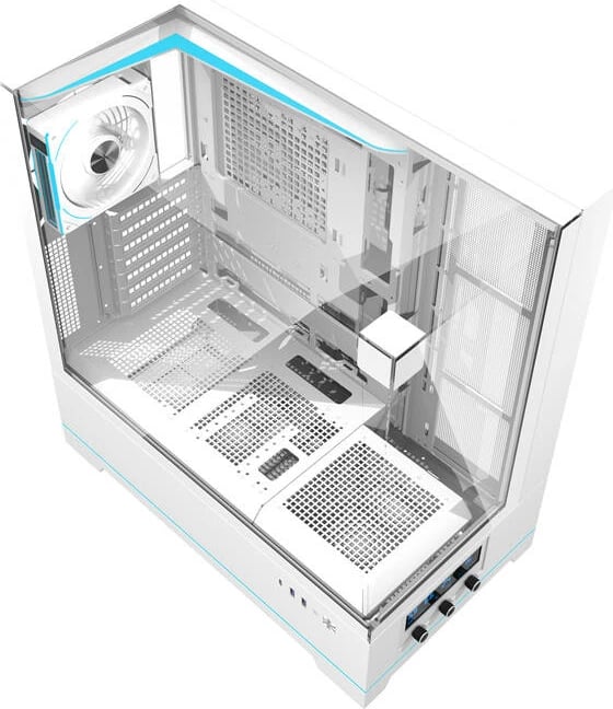 Kasë Darkflash DY450 PRO, Big Tower, me xham të temperuar, 1 ventilator, e bardhë