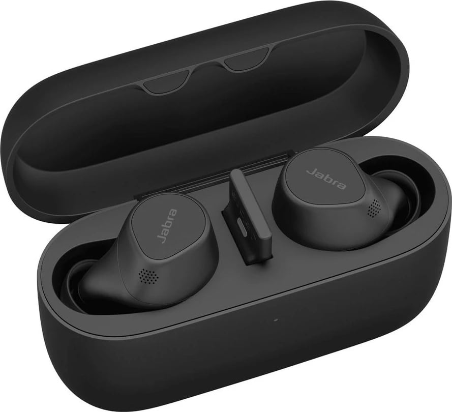 Kufje Jabra Evolve2 Buds, USB-A UC, True Wireless Stereo (TWS), Thirrje/Muzikë, 5.4 g, Headset, E zezë