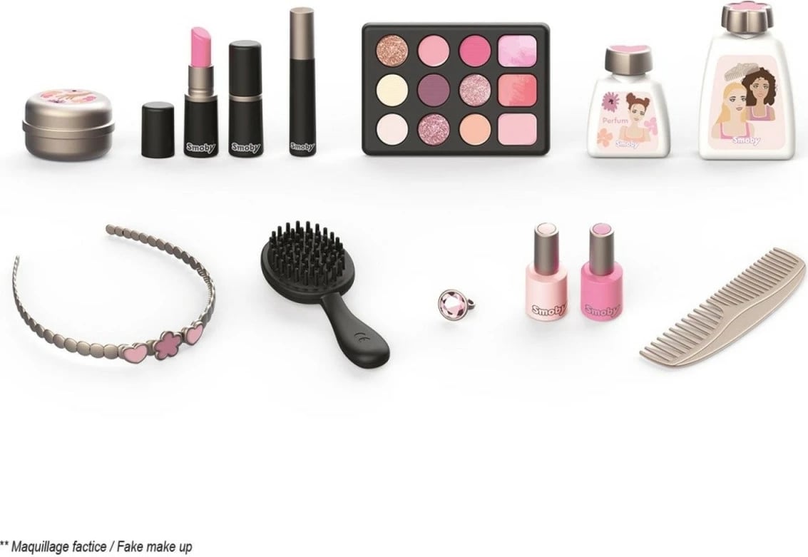 Set loje valixhe Smoby My Beauty Vanity me 13 aksesorë, shumëngjyrëshe