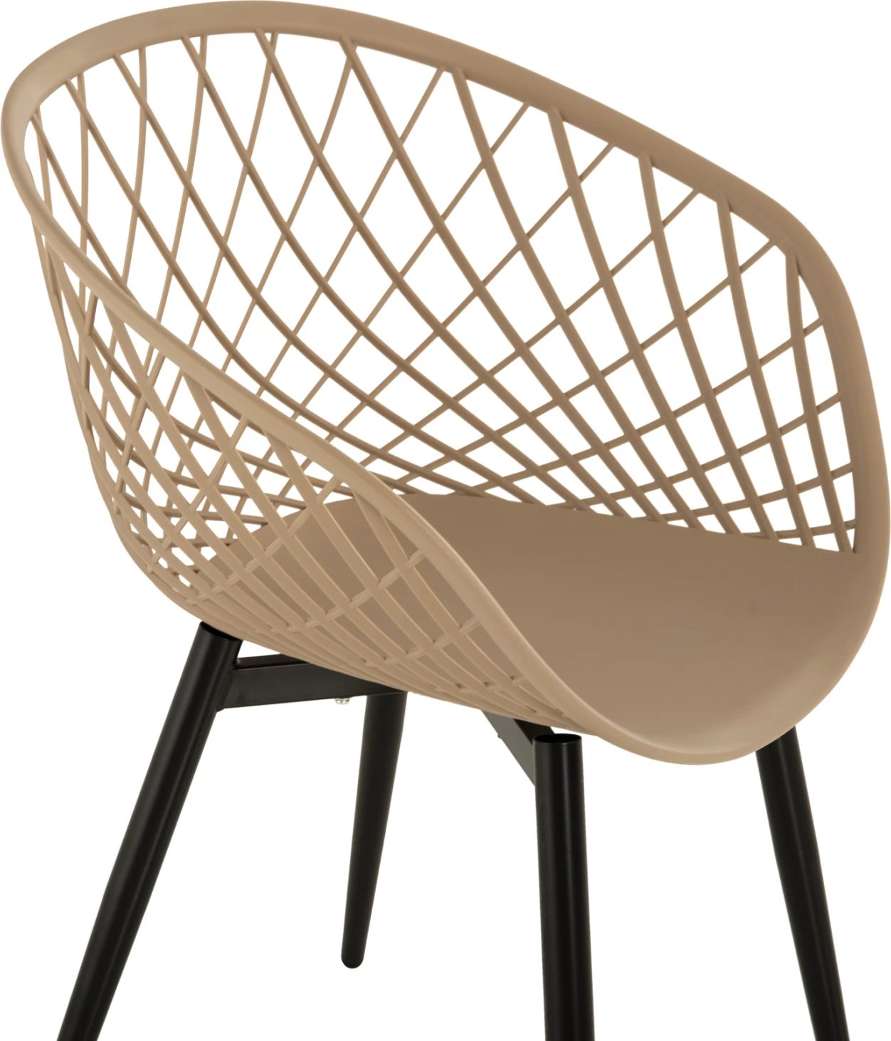 Karrige ARIADNE FH8001.23 polipropileni kapuçino-këmbë metalike të zeza 63x56x80H cm., set prej 4 copash