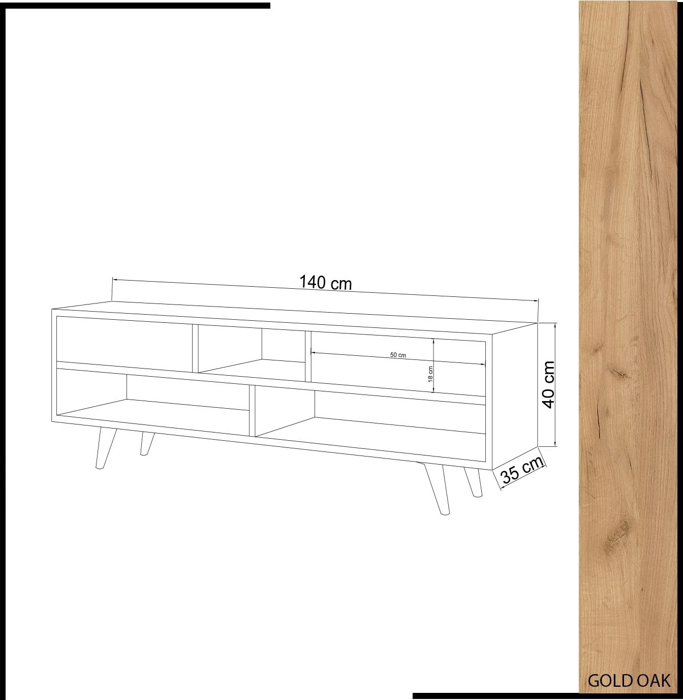 Komodë TV Hanah Home, ngjyrë lis dhe e bardhë, Angola