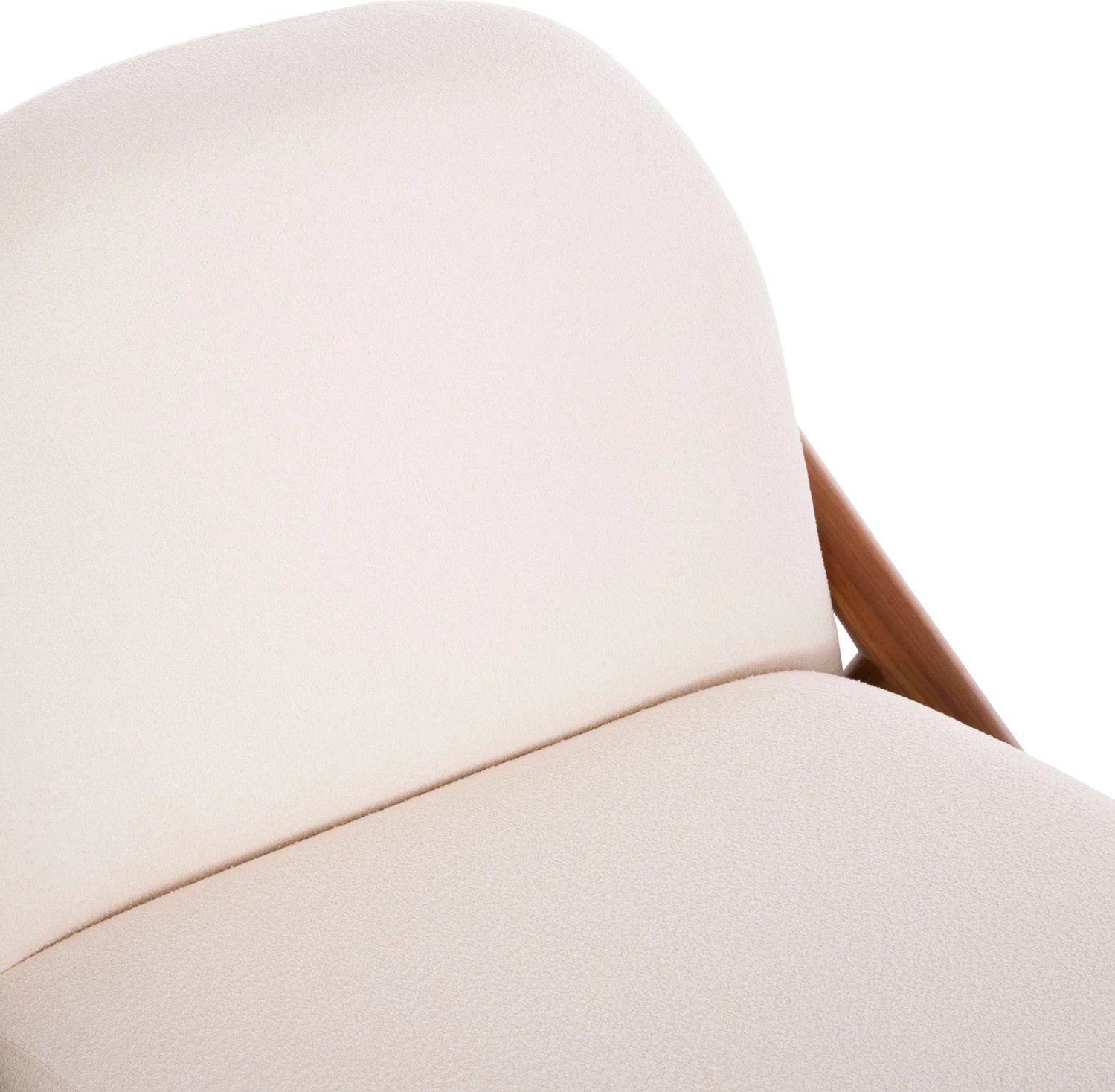 Karrige lounge Ramrod, dru tik natyral, boucle krem e bardhë, 75x87x79cm