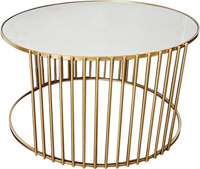 Set tavolinash kafeje Boron Inart, metalik, ngjyrë ari, 2 copë