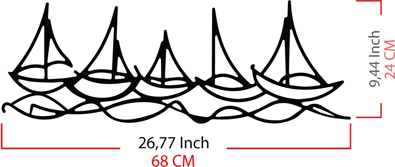 Aksesor dekorativ metalik për mur, anije në ujë, Wallity Aksesor dekorativ metalik për mur, anije në ujë, Wallity