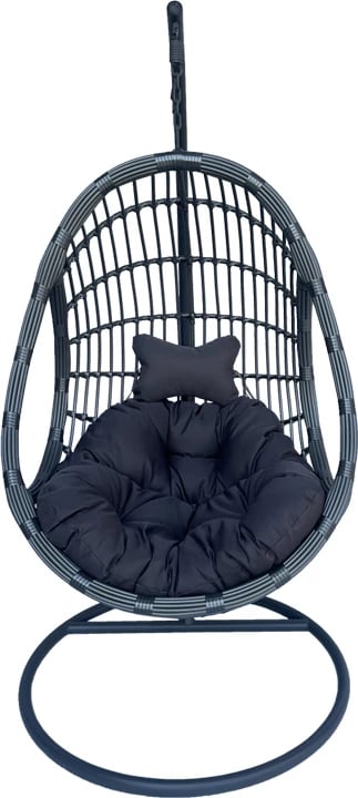 Karrige varëse Cungo me bazë metali - ratan gri 125x105x195cm