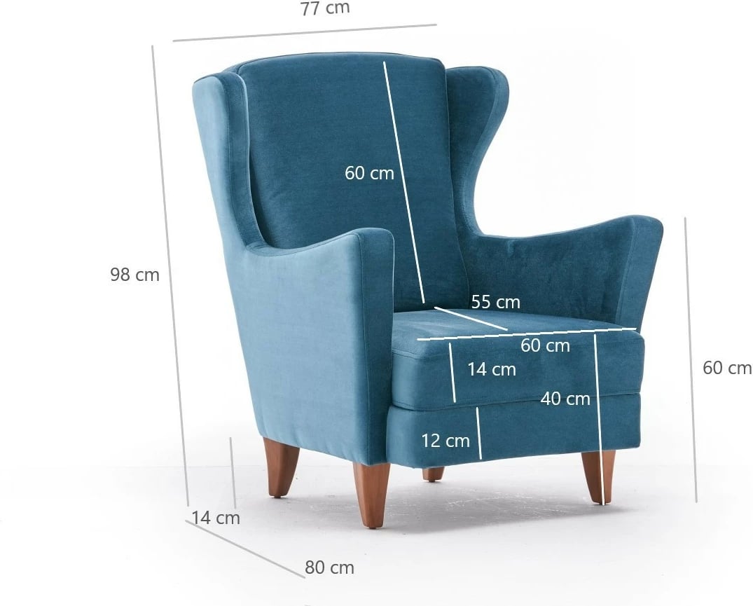 Karrige Wing, Atelier del Sofa, Lola Berjer, ngjyrë turquoise